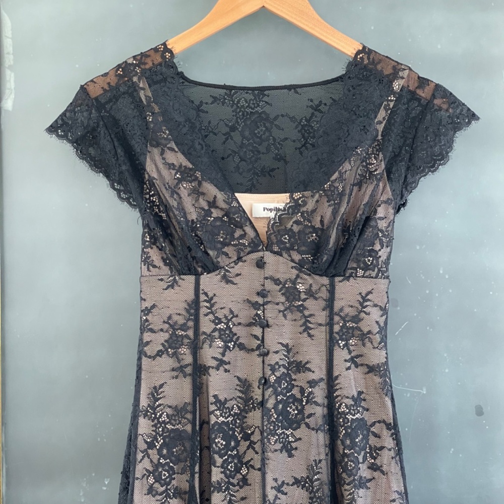 NWT Popilush Shapewear Boho Floral Lace Front Slit Maxi Dress - Picture 5 of 12